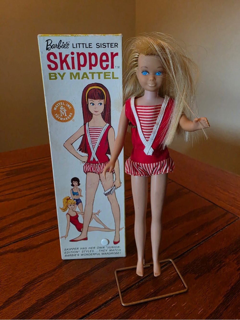 Mattel Skipper Doll in Red and White Striped Outfit